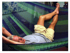 Tommy Hamaca stretches out in a Mayan King Hammock